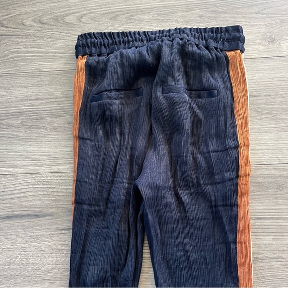 Veronica Beard Lang Tuxedo-Striped Metallic Textured-Voile Joggers Size XS - Picture 9 of 9